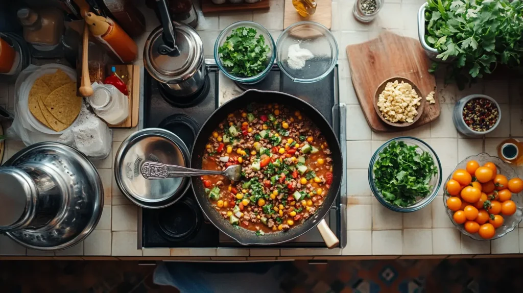 Taco soup frios recipe with fresh toppings