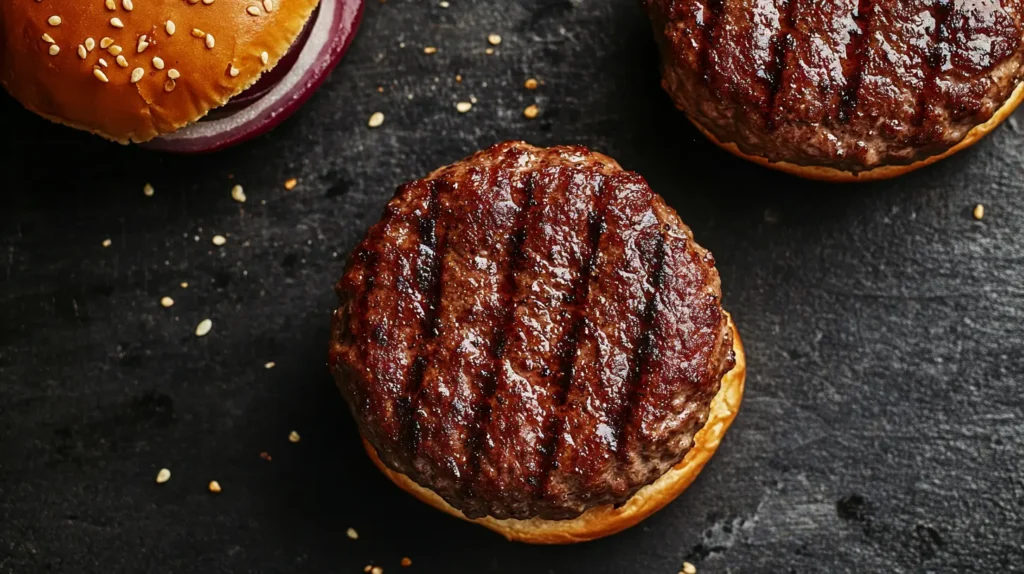  freshly cooked wagyu burger on