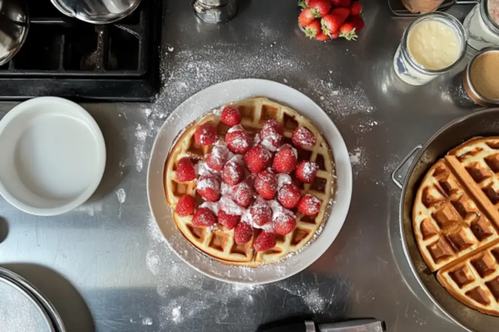 Home batter and strawberries answering Does Waffle House make strawberry waffles?