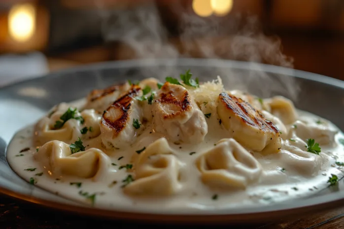 Tortellini Alfredo with Grilled Chicken at Olive Garden