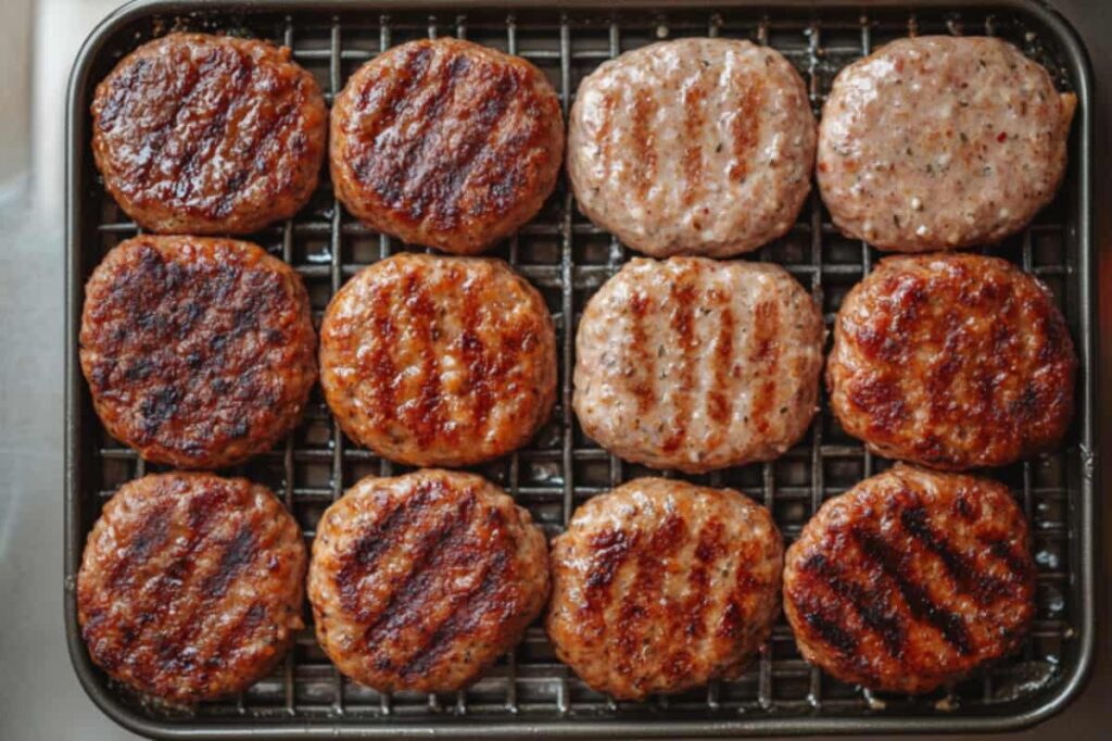 Comparison of chicken sausage patties with other sausage types