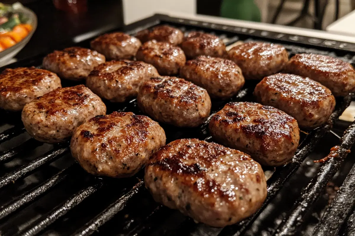 Delicious chicken sausage patties served on a white plate