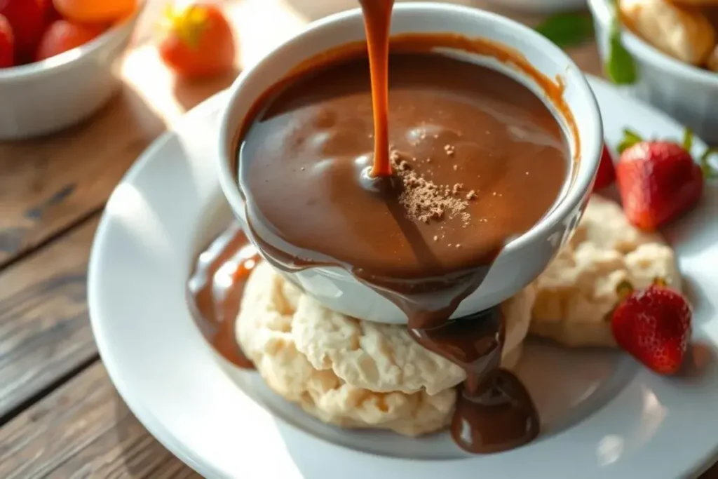 A warm bowl of rich chocolate gravy