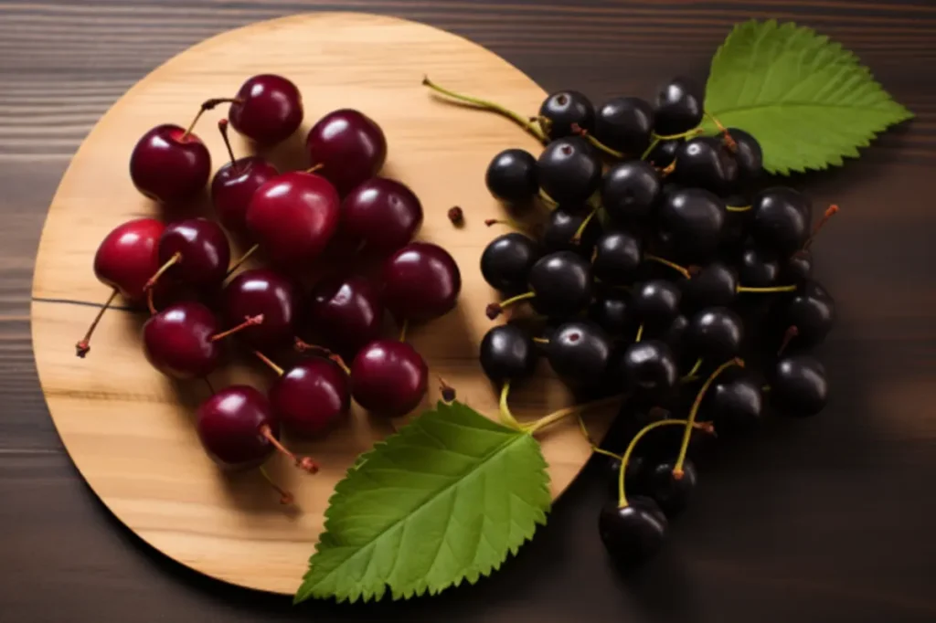 A visual comparison of chokecherries and chokeberries side by side