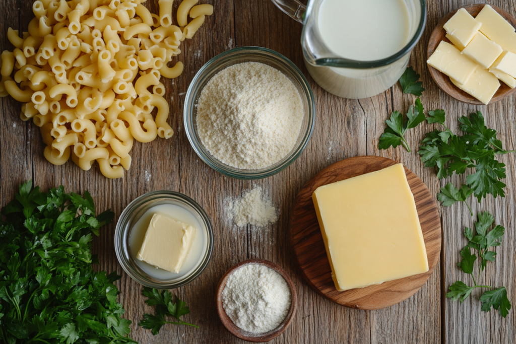Creamy Macaroni and Cheese Ingredients