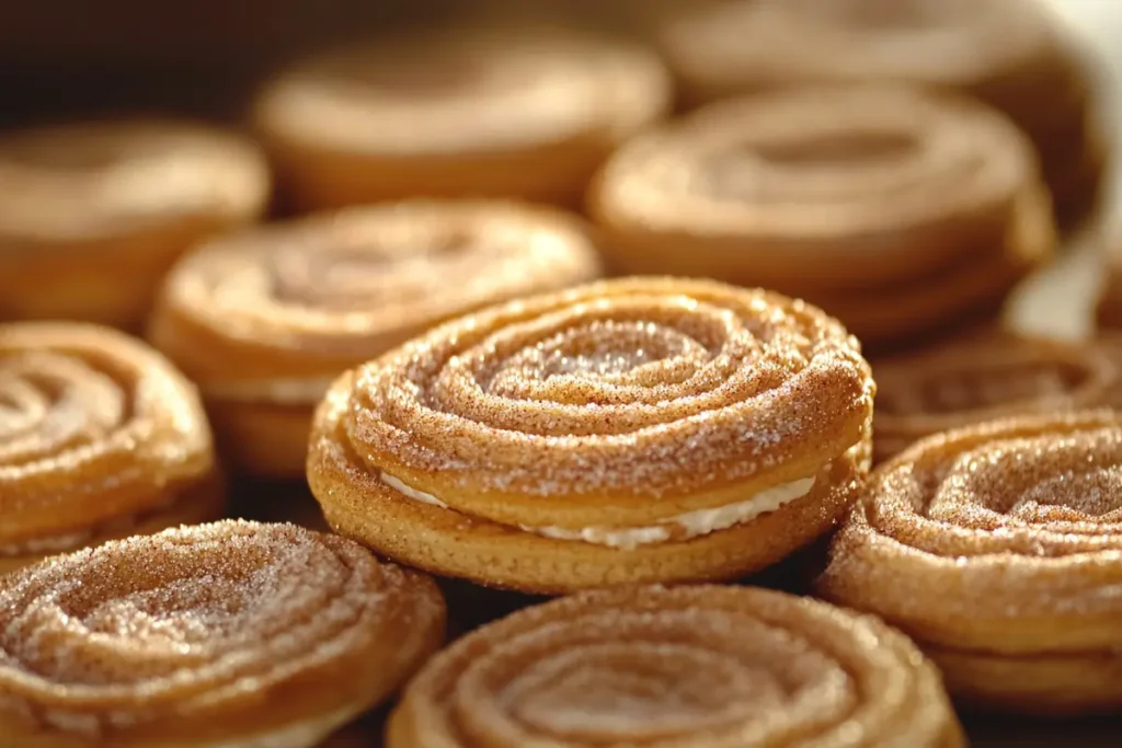 Churro Cheesecake Donut Cookies with cream cheese filling