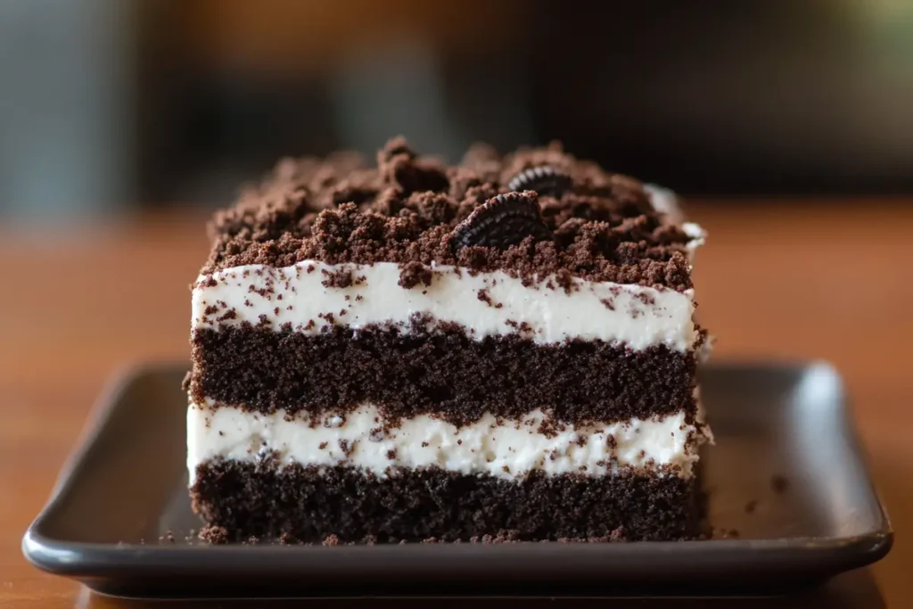 Dirt cake with Oreo crumbs